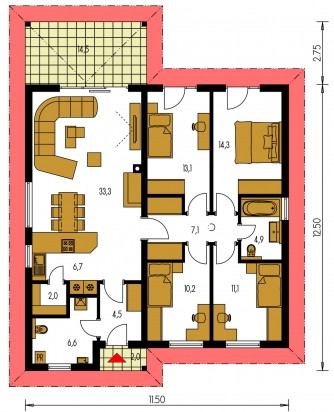 Grundriss des Erdgeschosses - BUNGALOW 187